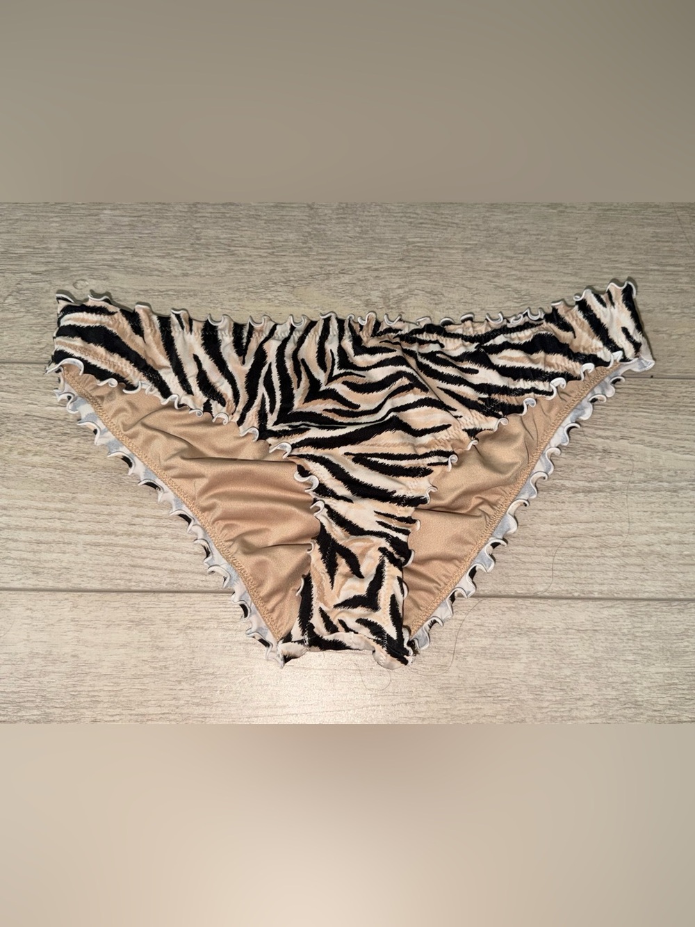 Shade & Shore Zebra-Print Bikini Bottoms in Beige and Black
